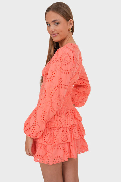 Coral - Mini dress